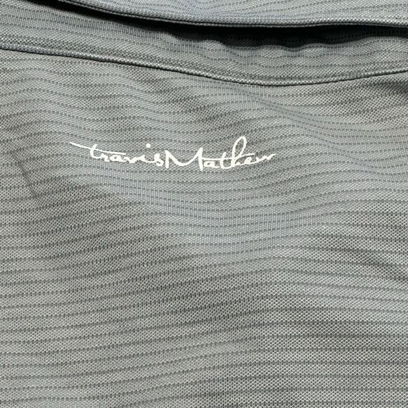 Travis Mathew Gray Mens XL Brand Spellout Stripe Streetwear Polo Shirt - Picture 6 of 14